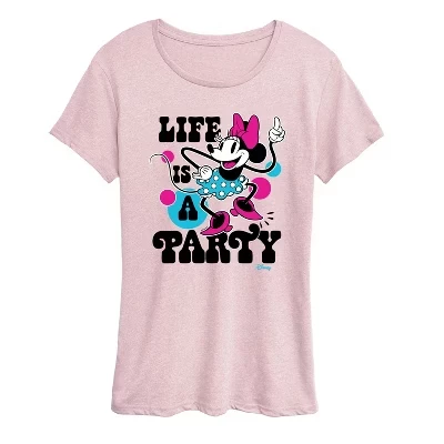 Женская праздничная футболка Life Is Party с коротким рукавом и рисунком heather pink