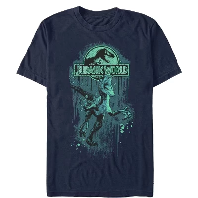 Мужская футболка Jurassic Park Raptor Loose, синяя