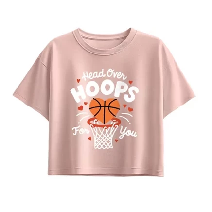 Футболка для девочек Instant Message с принтом «Head Over Hoops for You», светло-розовая