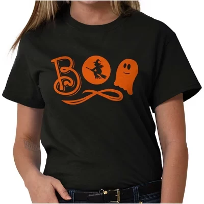 Футболка с графическим рисунком Boo Cute Witch Ghost Halloween для мужчин или женщин черного цвета