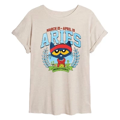 Женская футболка Pete the Cat Aries свободного кроя, бежевая