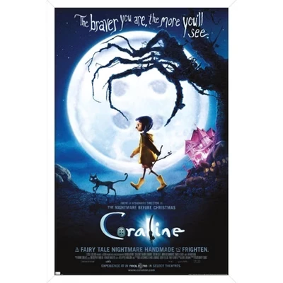 Постер в рамке Trends International «Coraline», белый