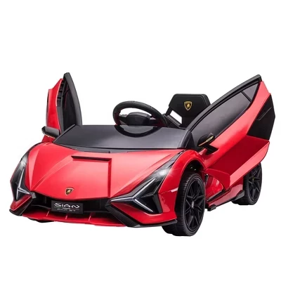 Lamborghini Licensed Kids Ride On Car, игрушечный спортивный электромобиль на батарейках с дистанционным управлением, звуковым сигналом, музыкой и красными фарами