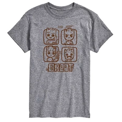Мужская футболка Athletic Heather с коротким рукавом в сетку Guardians of the Galaxy Groot Grid с графическим рисунком
