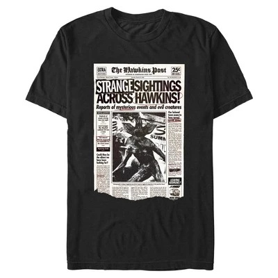 Мужская футболка Mysterious Sightings Across Hawkins черного цвета
