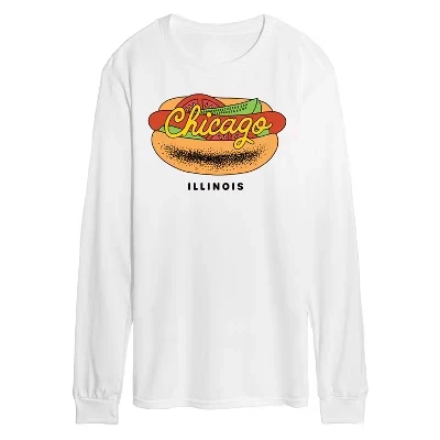 Мужская футболка с длинным рукавом и рисунком Chicago Dog, белая