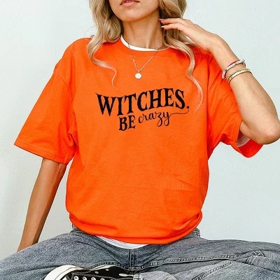 Футболка с коротким рукавом Witches Be Crazy оранжевого цвета
