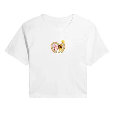 Женская кроп-футболка Strawberry Shortcake, белая