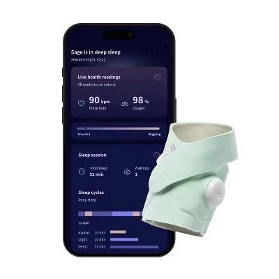 Монитор Owlet Dream Sock с пульсом и сатурацией, мятный