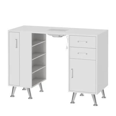 Маникюрный стол SunnyFurn с вытяжкой и ящиками, белый