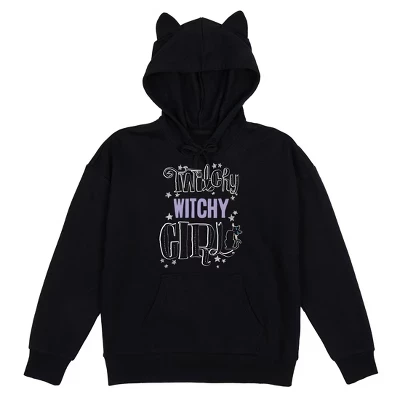 Женское худи Coraline Twitchy Witchy Girl, черное