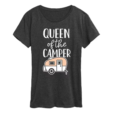 Женская футболка Queen Of The Camper с коротким рукавом и графическим рисунком heather charcoal