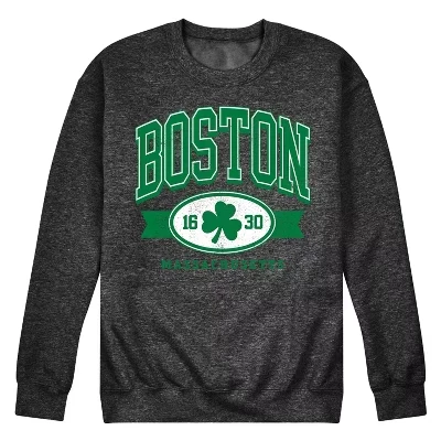 Мужская флисовая толстовка Boston Mass Clover с графическим рисунком heather charcoal