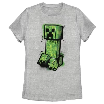 Женская футболка Minecraft Graffiti Creeper, серый меланж