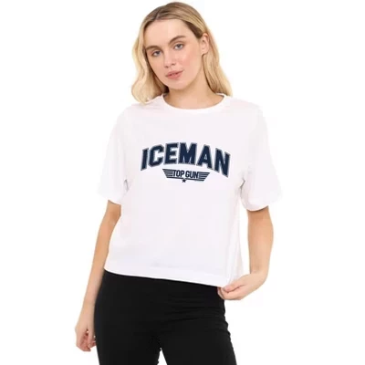 Женская облегающая укороченная футболка Iceman Varsity белого цвета