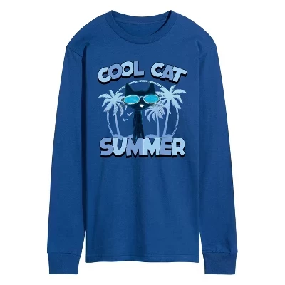 Мужская летняя футболка с длинным рукавом и графическим рисунком Cool Cat