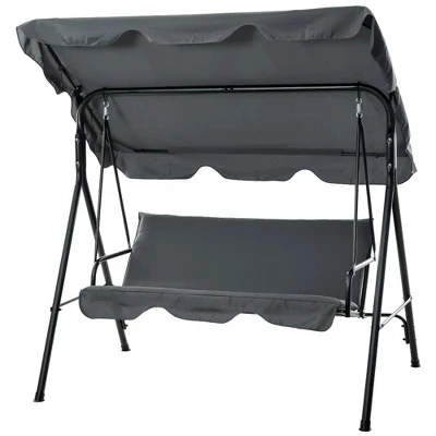 Садовые качели HBEZON на 3 места с навесом, серые