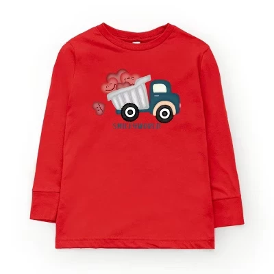 SmileyWorld Dump Truck Hearts - Молодежная футболка с длинным рукавом и рисунком в виде сердечек, красная