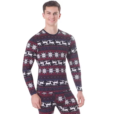 Мужские термо-топы, базовый слой, топ на флисовой подкладке, Рубашка Long John Underwear, без бирки, Утепленная, Для лыжного спорта на открытом воздухе, Пижама в экстремальных холодах, рождественский дизайн