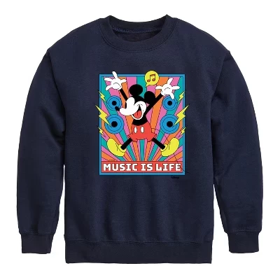 Флисовая толстовка с длинным рукавом Mickey Music Is Life в графическом стиле синего цвета