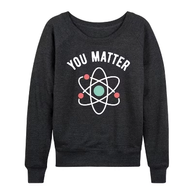 Женская рубашка You Matter из легкого французского махрового полотна с широким вырезом и длинными рукавами с графическим рисунком 