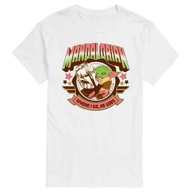 Мужская футболка The Mandalorian Mando Collegiate с коротким рукавом и графическим рисунком, белая