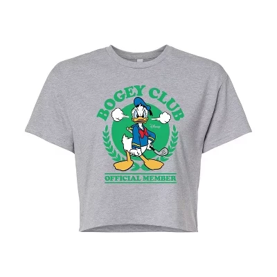 Женская укороченная футболка с рисунком Donald Duck Bogey Club heather grey