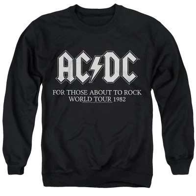 Мужская толстовка ACDC World Tour 1982 с круглым вырезом горловины черного цвета