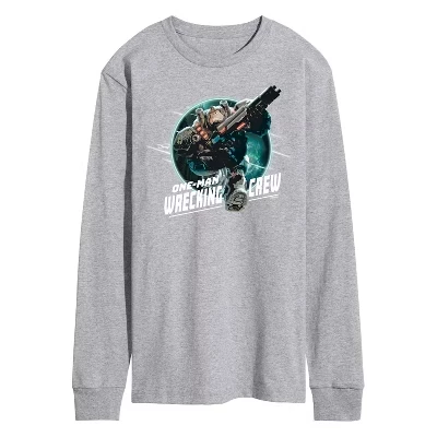 Мужская футболка с длинным рукавом One Man Wrecking Crew с графическим рисунком athletic heather