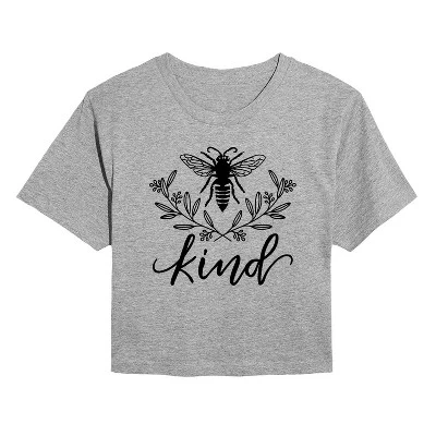 Женская укороченная футболка Instant Message Bee Kind Floral, серая