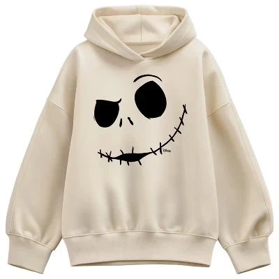 Женская толстовка с капюшоном Jack Face Oversize из флиса кремового цвета
