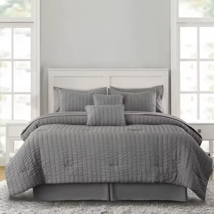 Постельный набор Lux Decor, 10 предметов, queen, серый