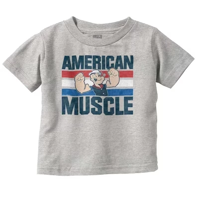 Футболка Popeye The Sailor American Muscle Toddler для маленьких мальчиков с лицензией heather