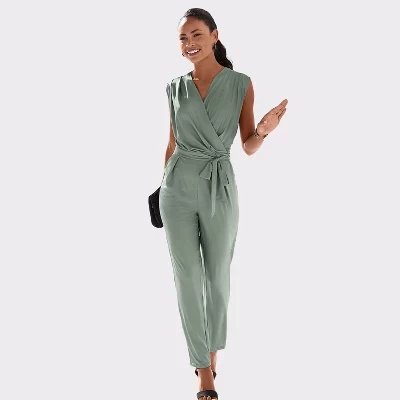 Женский комбинезон Lascana Wrap Look, нефритовый