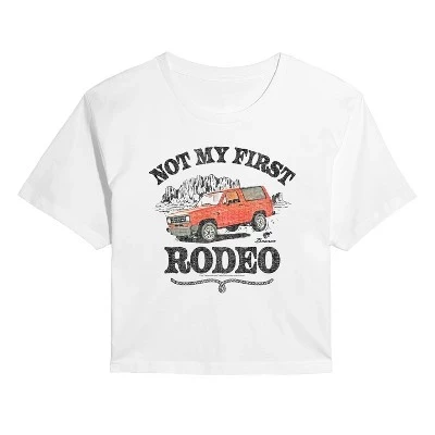 Женская укороченная футболка с рисунком Bronco Not My First Rodeo 1983, белая
