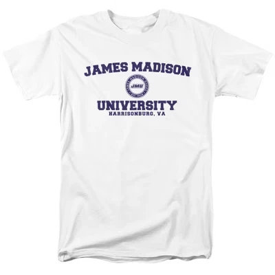 Мужская футболка NCAA JMU, круглый логотип, белая