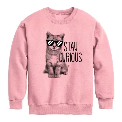 Толстовка для мальчиков Instant Message Stay Curious Cat, лиловая