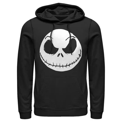 Мужская толстовка с капюшоном на Хэллоуин Jack Skellington Big Face Pull Over черный
