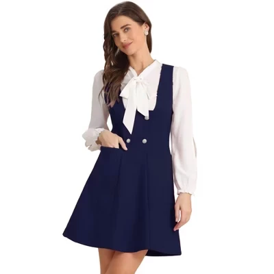 Женское платье Inspire Chic с двубортным декором, синее