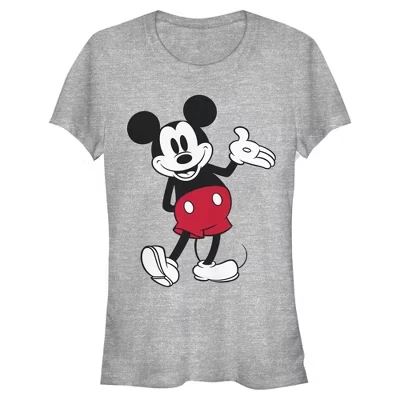Женская футболка Mickey & Friends для юниоров в ретро-стиле, позирующая спереди, серая
