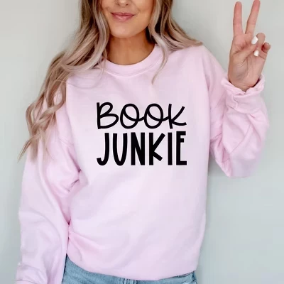 Женская толстовка с рисунком Book Junkie pink