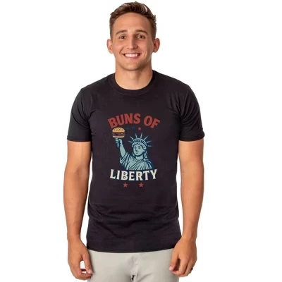 Мужская патриотическая забавная футболка Buns of Liberty со Статуей Свободы, черная