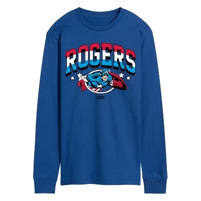 Men's -  - Captain America Rogers Long Sleeve Graphic T-Shirt royal blue