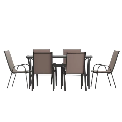 Комплект Flash Furniture Brazos, стол и 6 стульев, коричневый