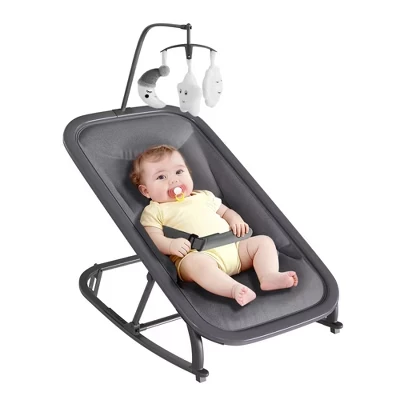 Baby Swing for Infants, Adjustable Infant Rocker Chair with Aluminum Frame, 3 Recline Positions, Front to Back Rocking, Lockable Baby Swing gray