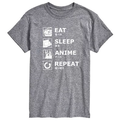 Мужская футболка с графическим рисунком Eat Sleep Anime Repeat с коротким рукавом athletic heather