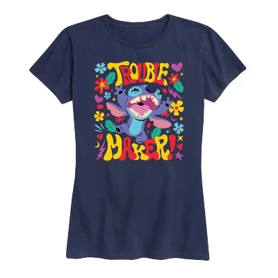 Женская футболка Lilo & Stitch Trouble Maker, синяя