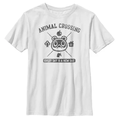 Футболка Boy's Animal Crossing Every Day - это новый день для мальчика, белая