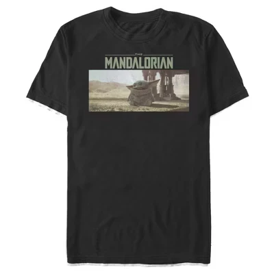 Мужская футболка The Mandalorian The Child Desert Walking, черная