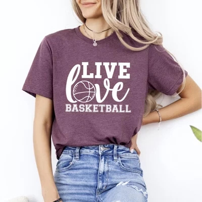 Женская футболка Live Love Basketball с коротким рукавом и рисунком сливы